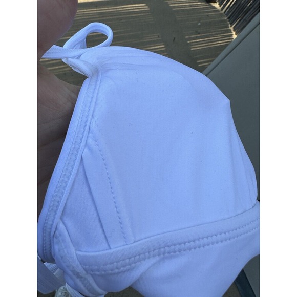 Andie Swim The Paloma White Ribbed One Piece Swimsuit Lace Back Square Neck Sz M - Picture 16 of 16